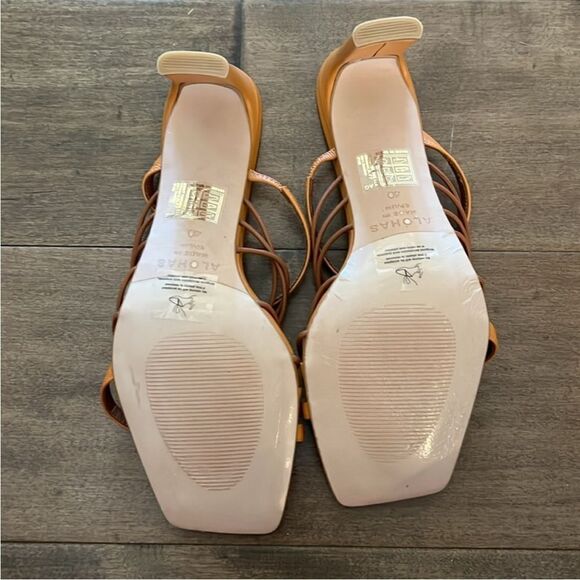 NEW ALOHAS x Anthropologie Strappy Heels Tan EU 40 US 10 - Picture 9 of 10
